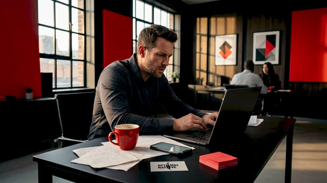 Tired office worker dependent on coffee