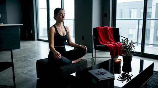 Woman practicing deep breathing for calm focus