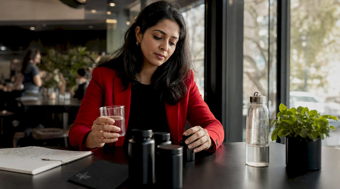 Entrepreneur preparing daily nootropic supplements