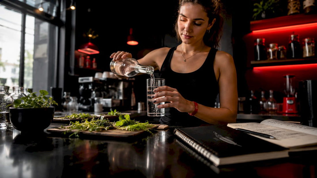Woman preparing natural caffeine-free energy drink at home